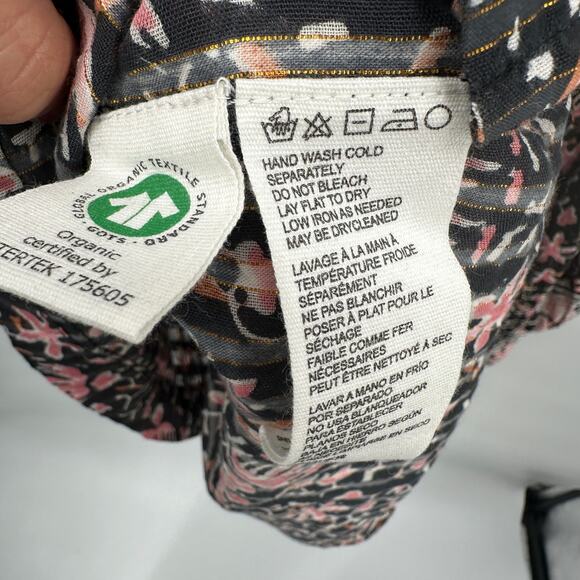 CLEOBELLA NWT Evereve Brynlee Black Pink Org Cotton Metallic Print Blouse // M - Picture 12 of 16